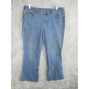 Michael Kors Womens Jeans Blue Denim Studded Pockets Bootcut Cropped Size 12